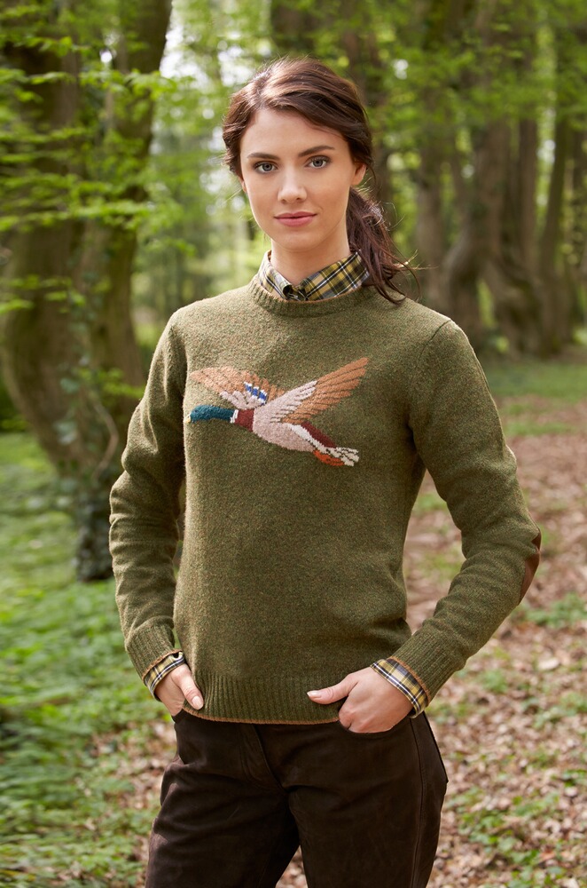 Pull en laine femme motif canard, Parforce Tradition