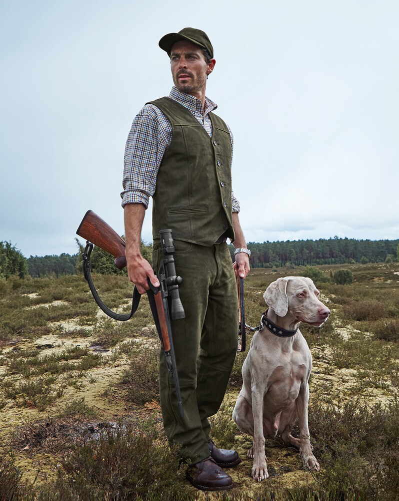 Gilet cuir court olive , Parforce Tradition