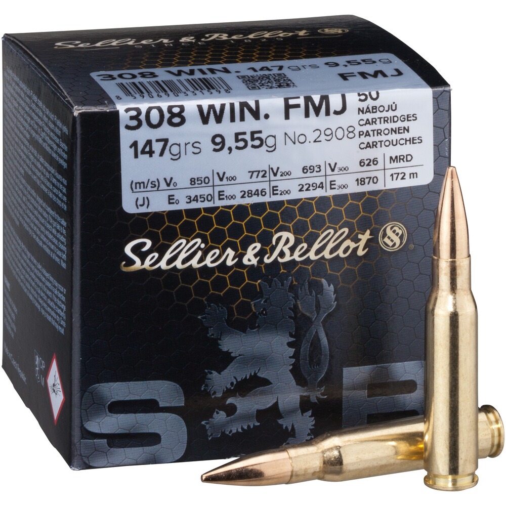 .308 Win., Blindée (9,5gr), Sellier & Bellot