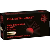 9 mm Browning court blindée à tête ronde 95grs., Geco