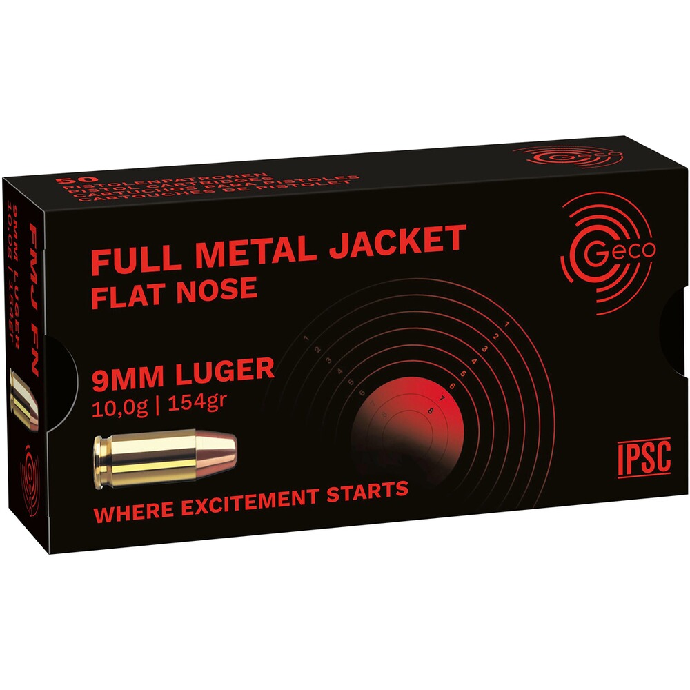 .9mm Luger FMJ flat 154grs.