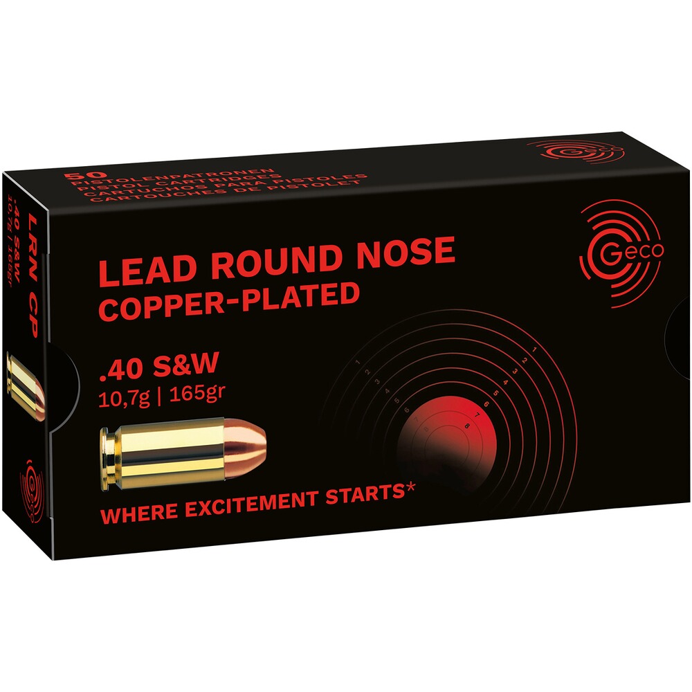 Cartouche .40 S&W plomb RN cuivré SX 10,7g/165grs.
