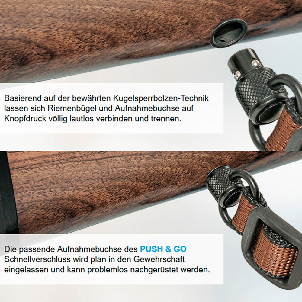 Riemenbügel und Buchse SLIM "Push & Go", Halder