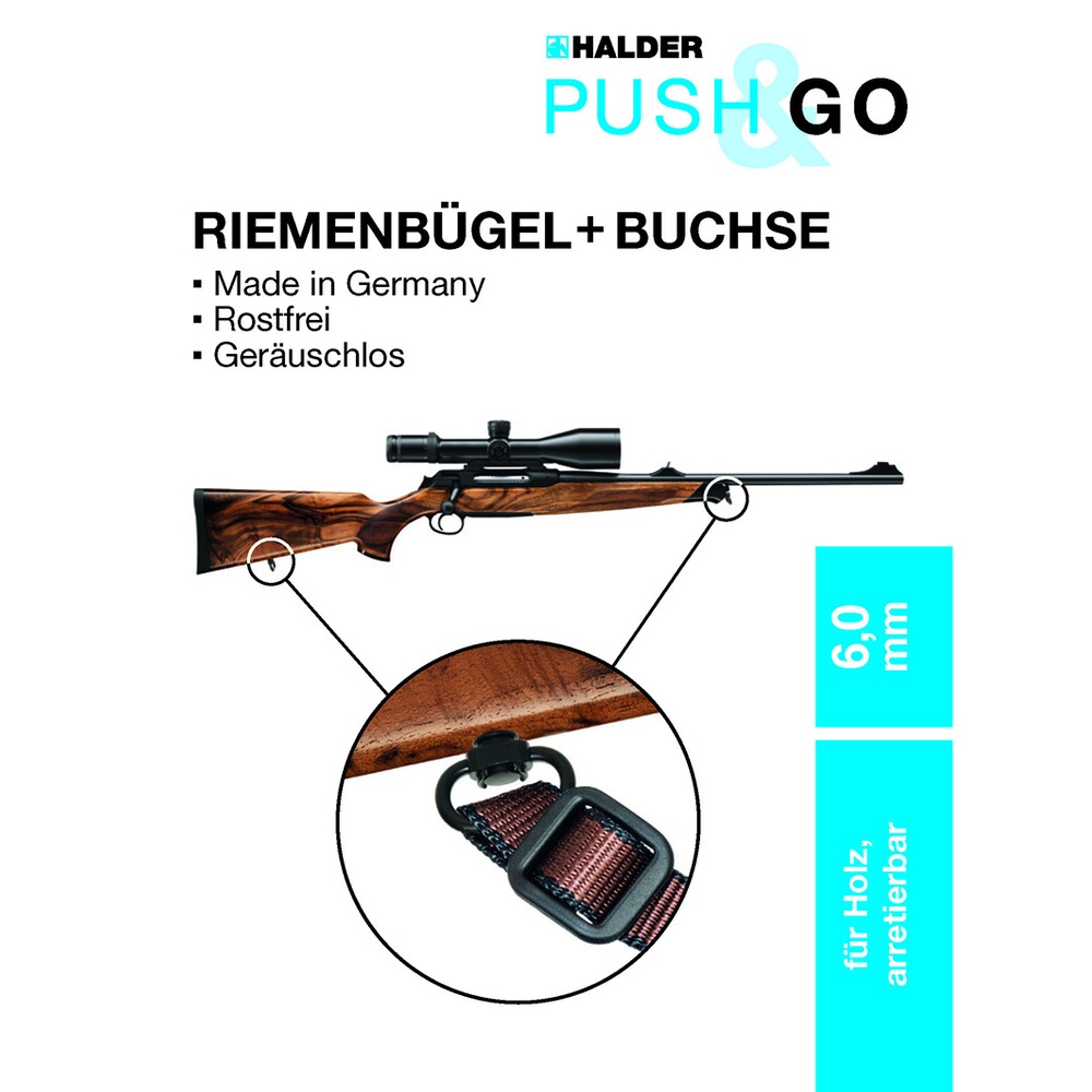 Riemenbügel und Buchse SLIM "Push & Go", Halder
