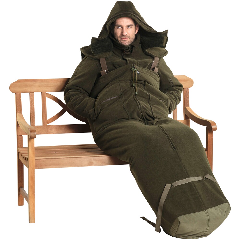 Sac d'affût en loden avec doublure en fausse fourrure, Rascher