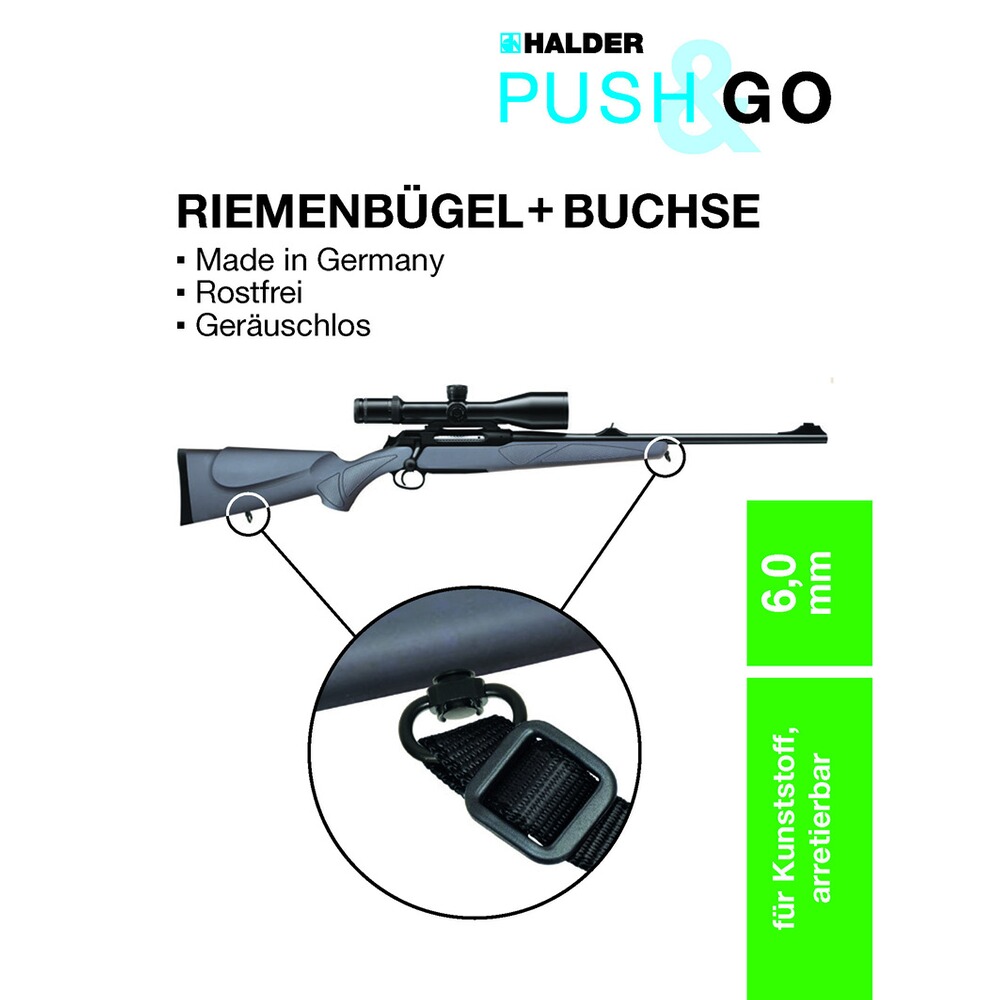 Riemenbügel und Buchse SLIM "Push & Go", Halder