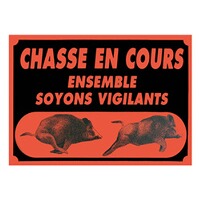 Panneau chasse en cours orange 60x40cm