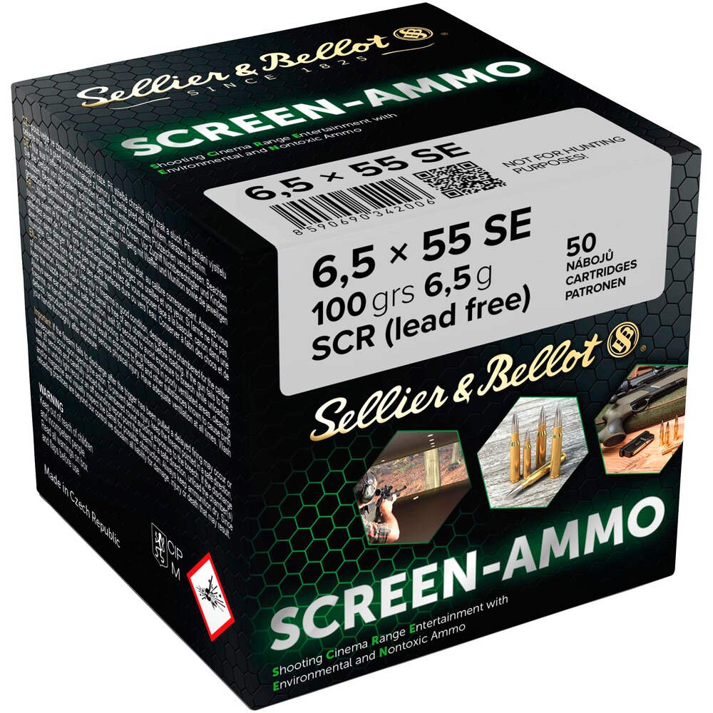Cartouches ciné tir Screen-Ammo 6,5x55 SE SCR zinc 100 grs.