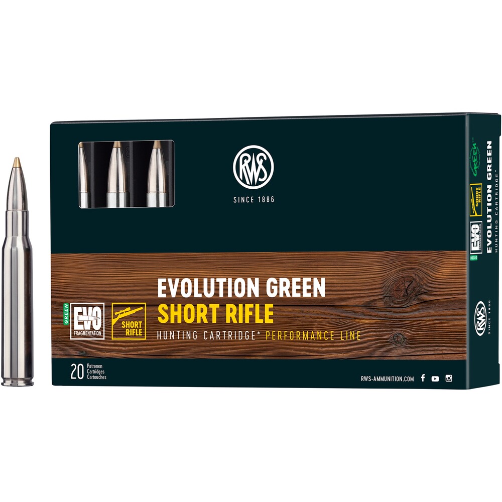 Cartouches .30-06 Spr. Short Rifle Evo Green 9,0g/139grs., RWS