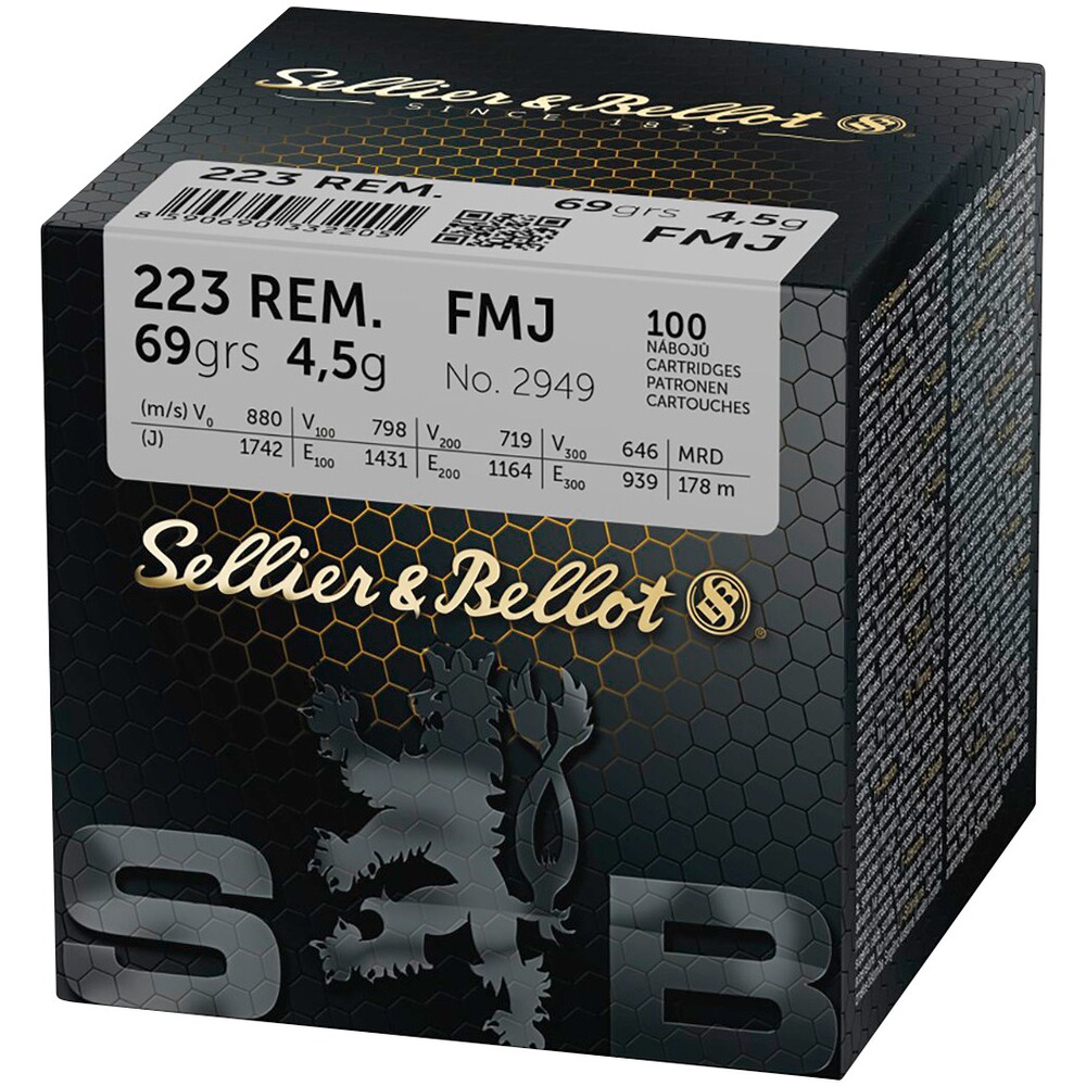 S+B .223Rem. FMJ 69grs. 100pièces