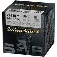 S+B .223Rem. FMJ 69grs. 100pièces, Sellier & Bellot
