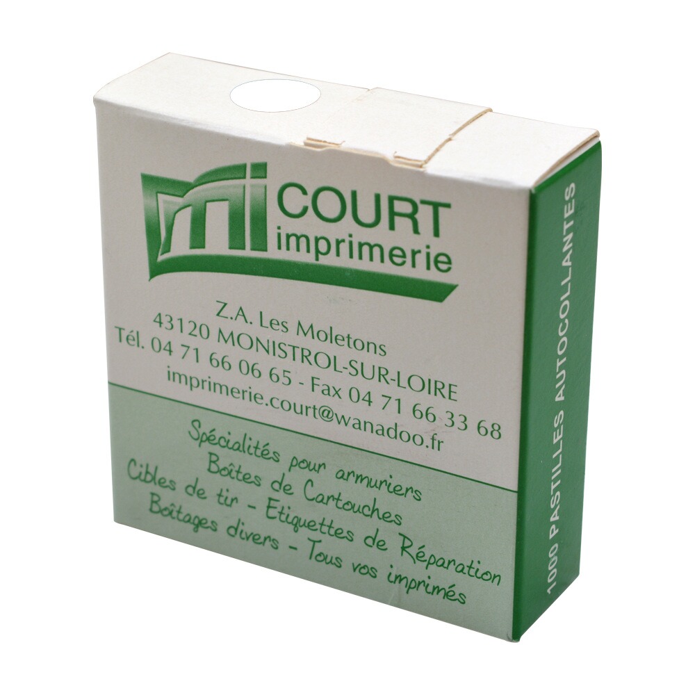 Pastilles autocollantes blanches 15mm pour cible