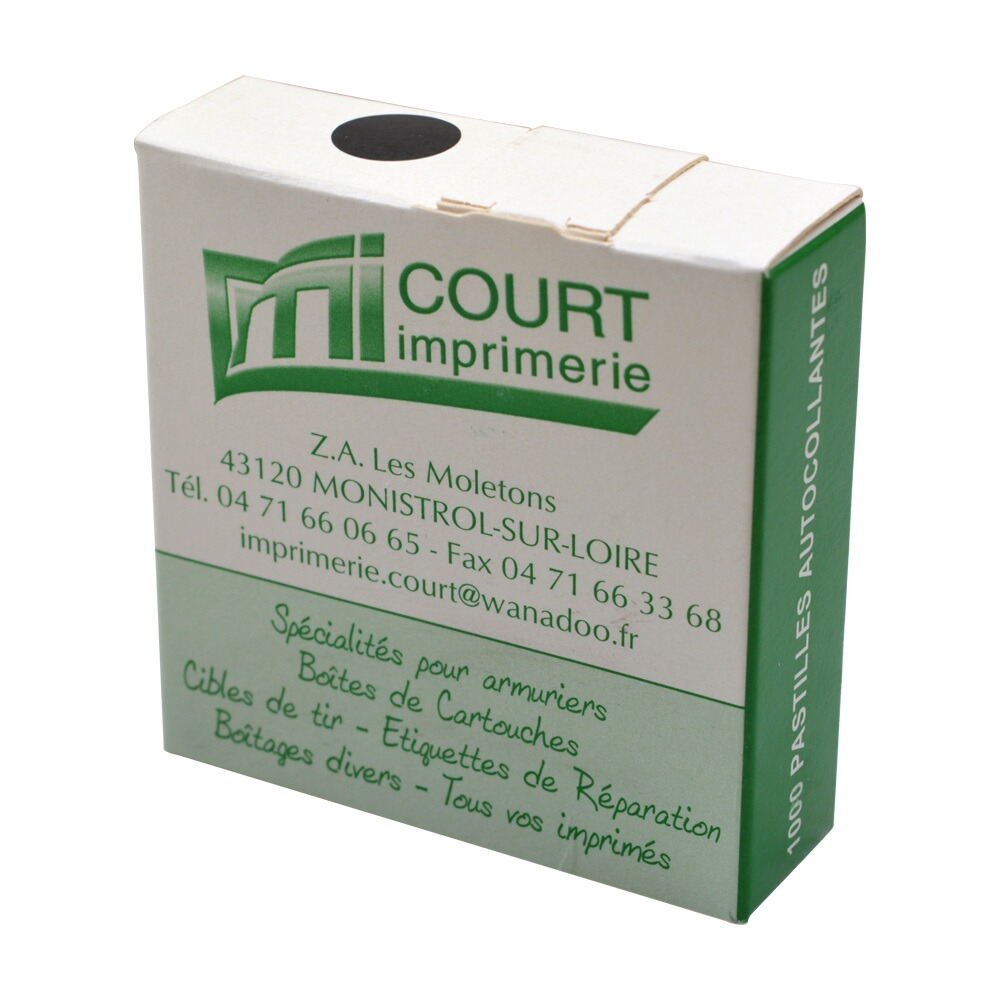 Pastilles autocollantes noires 15mm pour cible