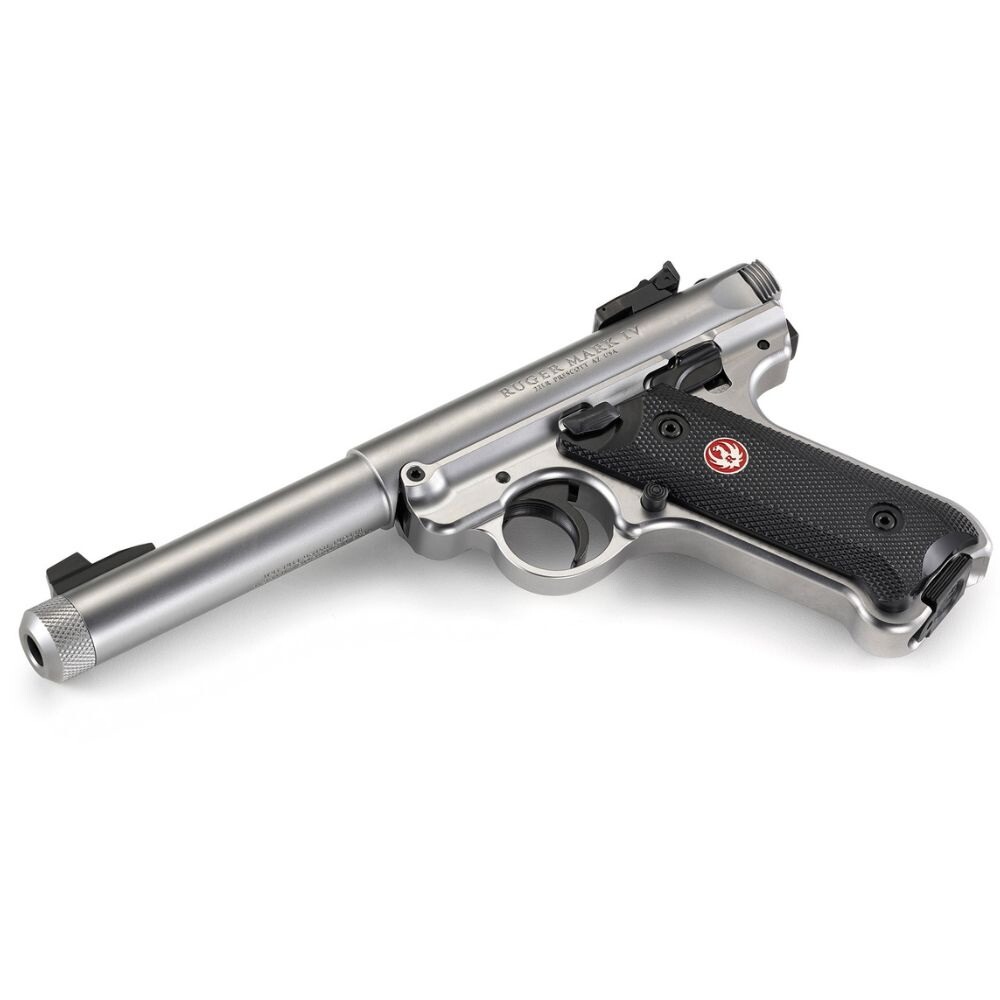 Pistolet Mark IV Target Inox 5,5" canon fileté, Ruger