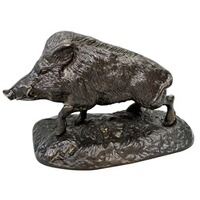 Statuette sanglier solitaire en bronze