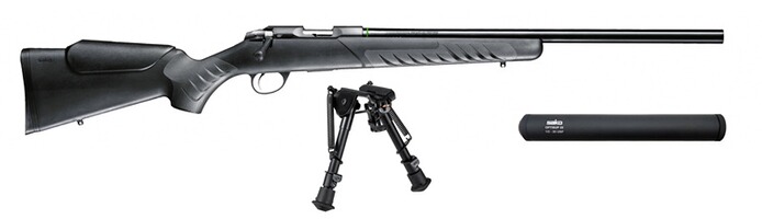 Pack carabine Quad Heavy Barrel bipied et modérateur de son, Sako