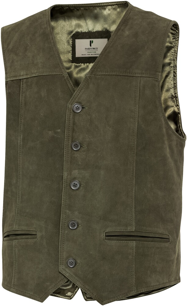 Gilet cuir court olive