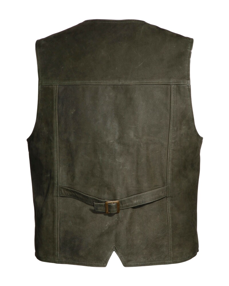 Gilet cuir court olive , Parforce Tradition