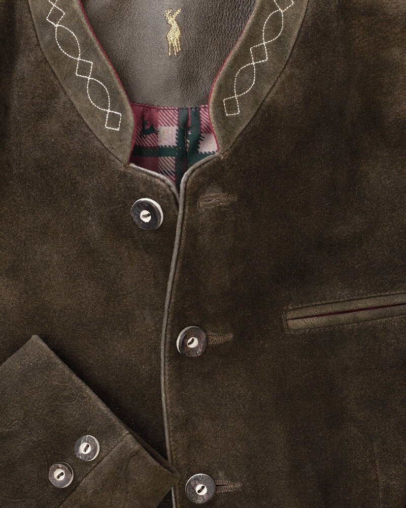 Veste janker en cuir brun antik , Almsach