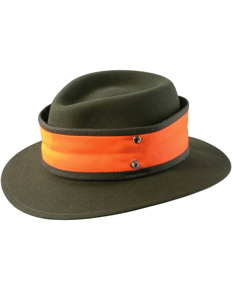 Chapeau de chasse olive avec bandeau signal, Parforce Tradition