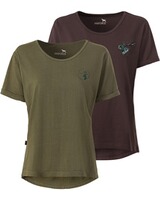 Pack de 2 t-shirts femme imprimés cerf, Parforce Essential