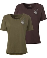 Pack de 2 t-shirts femme imprimés cerf, Parforce Essential