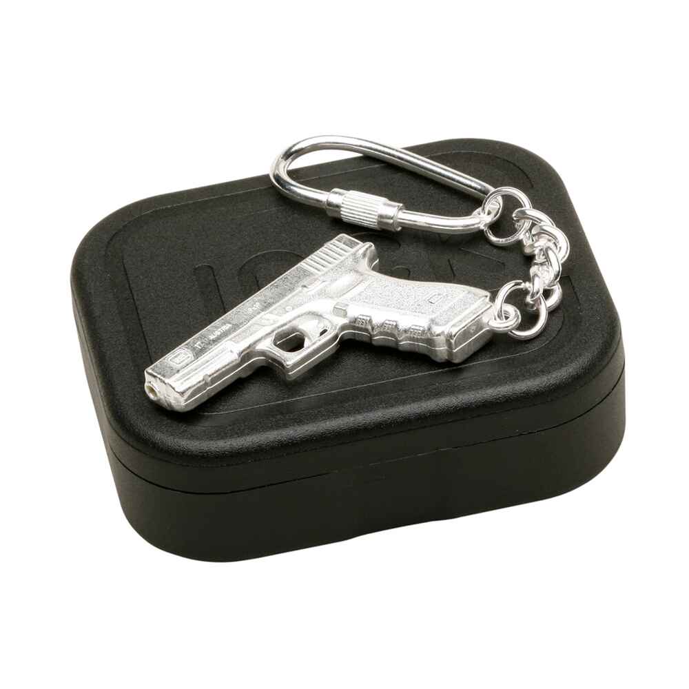 Porte clés pistolet en argent