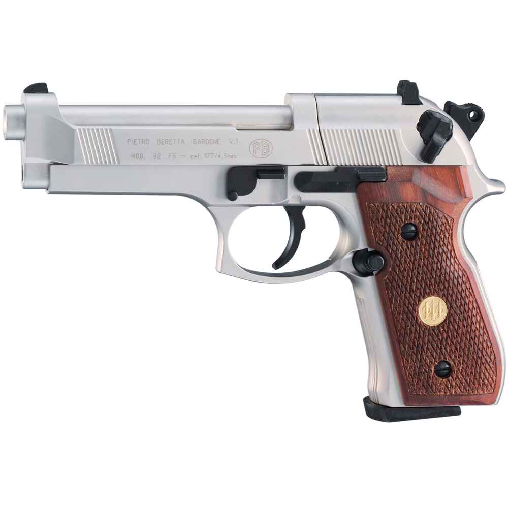 Beretta Pistolet CO2 92 FS nickelé/bois (Nickelé/bois) - Armes Co2