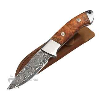 Couteau de chasse avec lame damas de 7,62 cm marron - Conforama