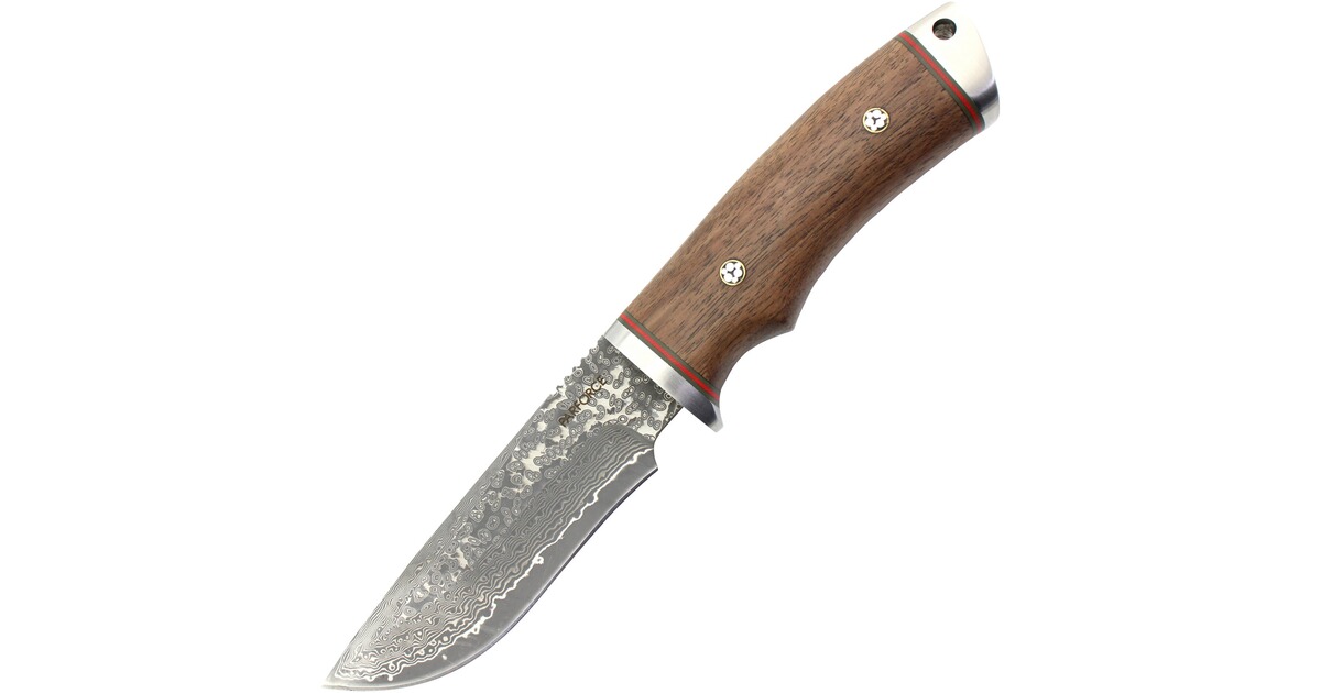 Parforce Couteau Damas avec manche en bois de ronce - Couteaux