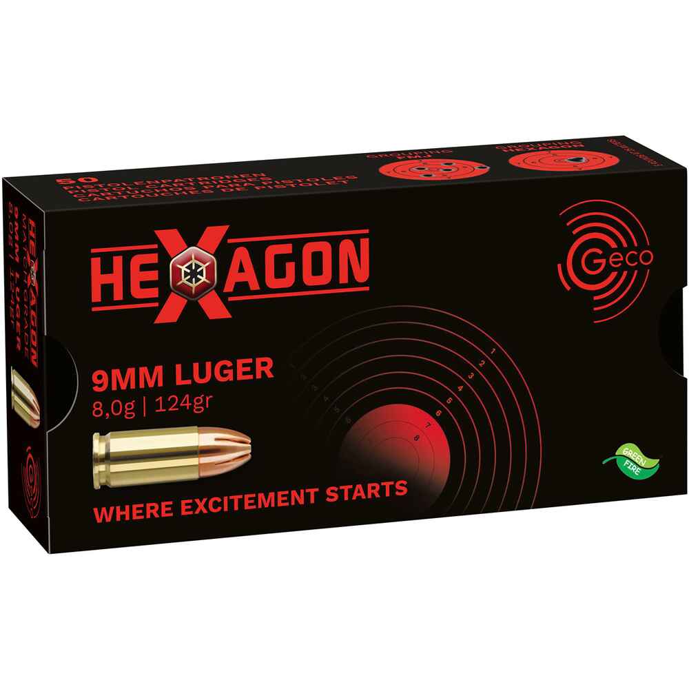 .9 mm Luger Hexagon SX 124 grs.