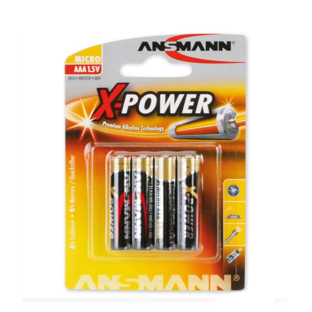 Piles Alkaline X-Power Micro AAA, pack de 4, Ansmann