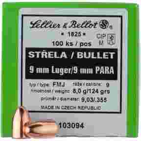 .355 (9mm), 124grs. FMJ Round Nose, Sellier & Bellot