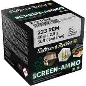 Cartouches ciné tir Screen-Ammo .223 Rem. SCR Zink 40grs., Sellier & Bellot